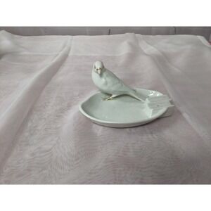 Vintage Gold Castle White Ceramic Dove Ashtray Trinket Dish Gold Accents Rare